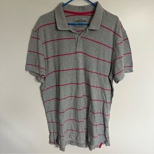 Men’s Aeropostale Short Sleeve Polo Short Gray With Pink Stripes Size XL